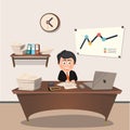 Office manager at the workplace, flat design Royalty Free Stock Photo