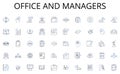 Office and managers line icons collection. Adventure, Journey, Mission, Expedition, Search, Exploration, Questing vector