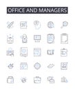 Office and managers line icons collection. Followers, Members, Users, Readers, Fans, Supporters, Clients vector and