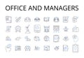 Office and managers line icons collection. CEO and executives, Business and commerce, Work and labor, Paperwork and