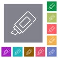 Office marker outline square flat icons
