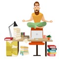 Office meditation concept vector illustration