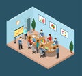 Office meeting room report collaboration flat 3d web isometric