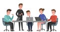 Office Meeting with Tired People Using Laptops Royalty Free Stock Photo