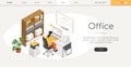 Office - modern vector colorful isometric web banner Royalty Free Stock Photo