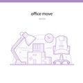 Office move line vector illustration