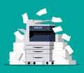 Pile of paper documents and printer Royalty Free Stock Photo