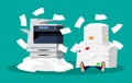 Pile of paper documents and printer Royalty Free Stock Photo
