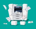Pile of paper documents and printer Royalty Free Stock Photo