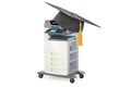 Office multifunction printer MFP with graduation hat. 3D rendering Royalty Free Stock Photo
