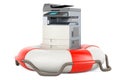 Office multifunction printer MFP inside lifebelt. 3D rendering Royalty Free Stock Photo