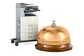 Office multifunction printer MFP with reception bell. 3D rendering Royalty Free Stock Photo