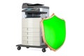 Office multifunction printer MFP with shield. 3D rendering Royalty Free Stock Photo