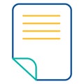 Office notes folder blue and yellow linear icon