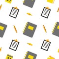 Office Objects Seamless Pattern with Pen and Notepad Royalty Free Stock Photo