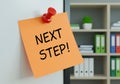 office orange sticky note realistic next step reminder Royalty Free Stock Photo