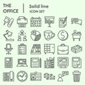 Office and organization line icon set, company symbols set collection or vector sketches. Business signs set for Royalty Free Stock Photo