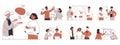 Office outline working team, business people communication scenes