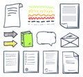 Office Paper Document and Bubbles Icons Set Vector