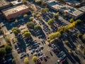 Office parking lot from above with lined spaces