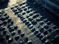 Office parking lot from above with lined spaces