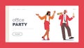 Office Party Landing Page Template. Xmas Celebration, Happy Business People at Christmas and New Year Corporate Fun Royalty Free Stock Photo