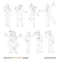 Office party people set thin line vector