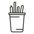 Office pencil pot icon outline vector. Fun table