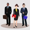 Business and office concept. Business woman and two business man. Vector illustration Royalty Free Stock Photo