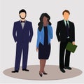 Business and office concept. Business woman and two business man. Vector illustration Royalty Free Stock Photo