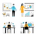 Office people doing business flat design style Royalty Free Stock Photo