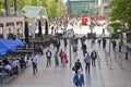 Office people moving fast to get to work at early morning in Canary Wharf aria Royalty Free Stock Photo