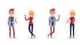Office people working and poses action character vector design no5
