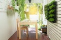 Office place at home, Natural Office on tree garden, wood table