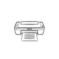 Office printer hand drawn outline doodle icon.