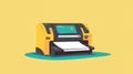 Office printer machine on yellow background printing document Royalty Free Stock Photo