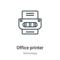 Office printer outline vector icon. Thin line black office printer icon, flat vector simple element illustration from editable Royalty Free Stock Photo