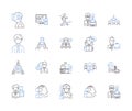 Office profession outline icons collection. Executive, Manager, Secretary, Clerk, Administrator, Supervisor, Officer