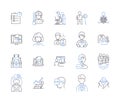 Office profession outline icons collection. Executive, Manager, Secretary, Clerk, Administrator, Supervisor, Officer