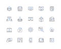 Office program line icons collection. Word, Excel, PowerPoint, Outlook, Access, OneNote, Publisher vector and linear