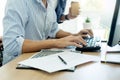 IT office Programmers software development coding technologies On Computer working in a company office Royalty Free Stock Photo