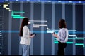 Office project manager creates Gantt chart