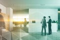 Office reception area with lockers, people Royalty Free Stock Photo