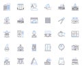 Office renovation line icons collection. Remodeling, Construction, Refurbishment, Redesign, Reconfiguration, Expansion