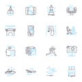 Office respite linear icons set. Haven, Escape, Refreshment, Break, Oasis, Tranquility, Relief line vector and concept