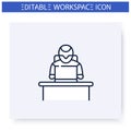 Office robot line icon. Editable illustration