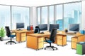 office room with a computeroffice room with a computeroffice interior design, vector