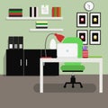 Office Room Interior Flat Vector Illustration Royalty Free Stock Photo