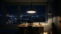 Office room at night when work at late hour AI generated image Royalty Free Stock Photo