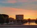 Office of the Rotterdam Police (Politie) at the Veilingweg during Sunrise